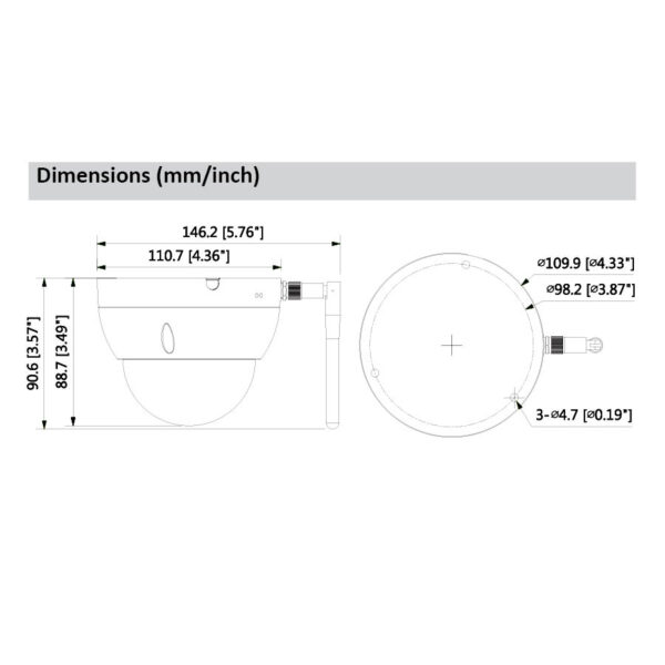 DAHUA IP Dome Κάμερα 3MP IPC-HDBW1320E-W - Image 5