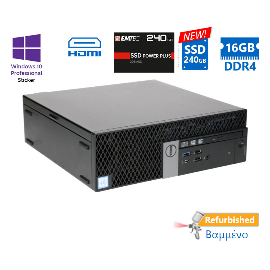 Dell 7050 SFF i7-7700/16GB DDR4/240GB SSD New/DVD/10P Grade A+ Refurbished PC