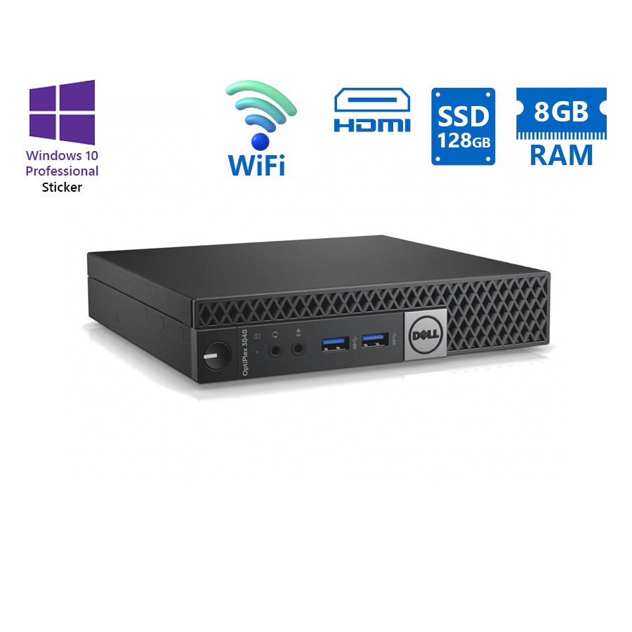Dell Optiplex 3040 DM WiFi i3-6100T/8GB DDR3/128GB SSD/No ODD/10P Grade A Refurbished PC
