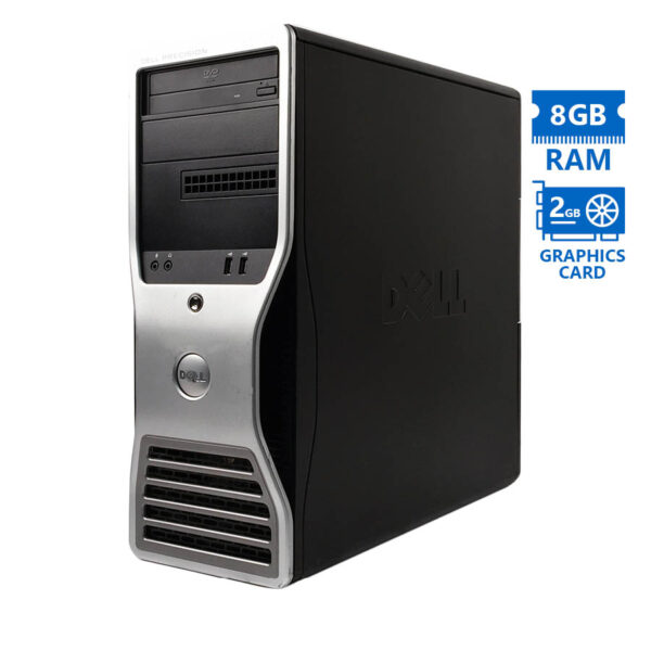 Dell Precision T5500 Tower Xeon E5630(4-Cores)/8GB DDR3/500GB/Nvidia 2GB/DVD Grade A Workstation Ref