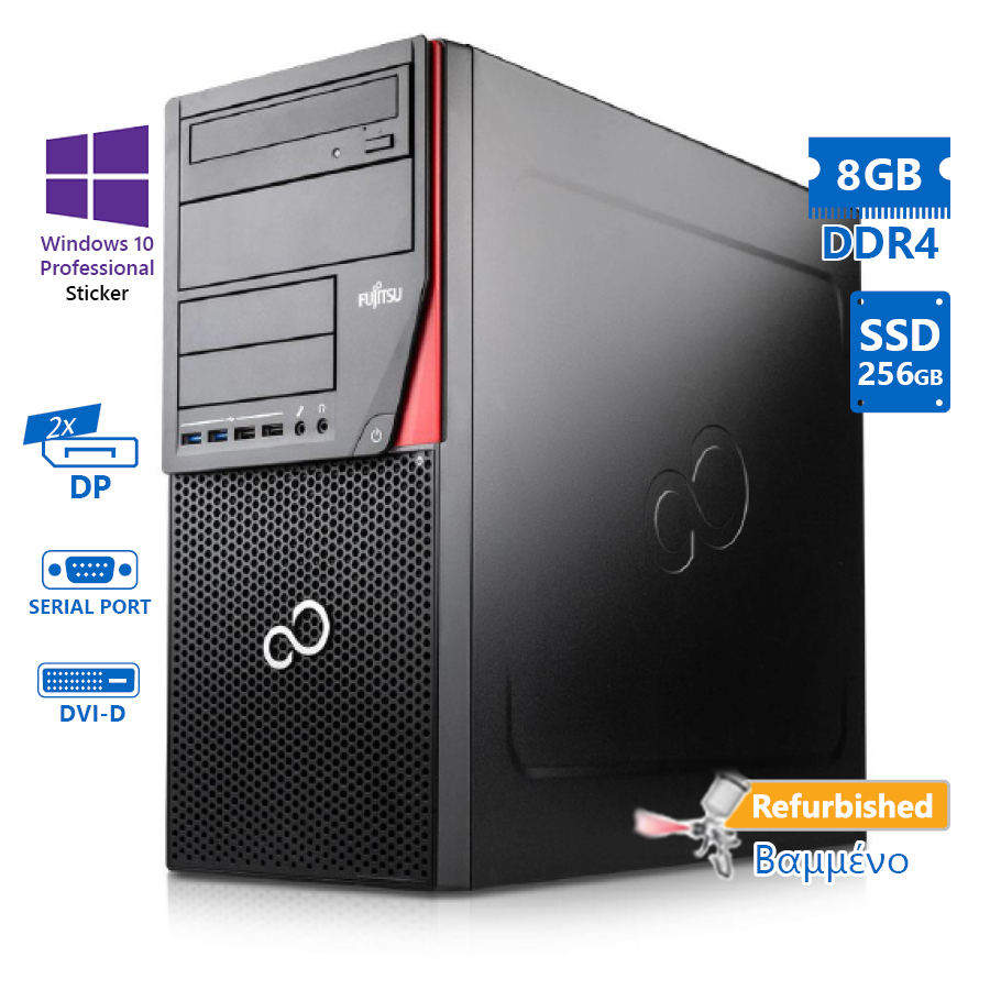 Fujitsu P756 Tower i5-6500/8GB DDR4/256GB SSD/DVD/10P Grade A+ Refurbished PC