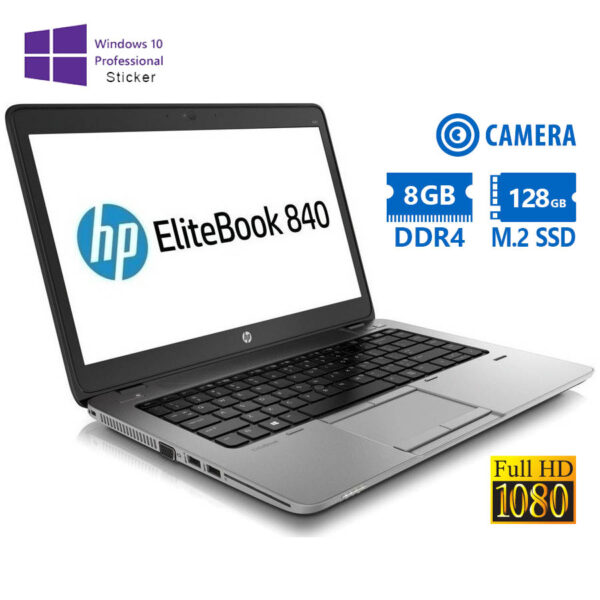 HP (A-) Elitebook 840 G4 i5-7200U/14``FHD/8GB DDR4/128GB M.2 SSD/No ODD/Camera/10P Grade A- Refurbis