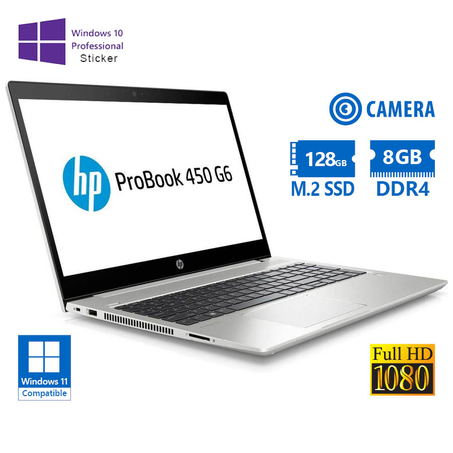 HP (A-) Probook 450 G6 i3-8145U/15.6\"FHD/8GB DDR4/128GB M.2 SSD/No ODD/Camera/10P Grade A- Refurbish