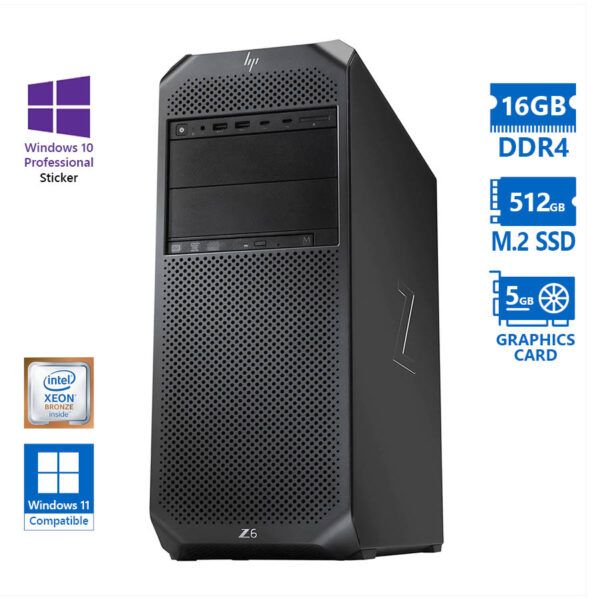 HP (A-) Z6 G4 Tower Xeon Bronze 3106(8-Cores)/16GB DDR4/512GB Μ.2 SSD/Nvidia 5GB/No ODD/10P Grade A-