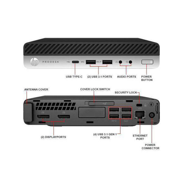 HP EliteDesk 800G3 DM i5-6500T/8GB DDR4/256GB M.2 SSD/No ODD/Grade A Refurbished PC - Image 3