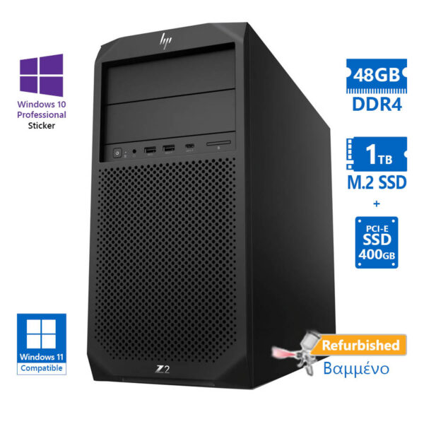 HP Z2 G4 Tower i9-9900K/48GB DDR4/1TB M.2 SSD & 400GB PCI-E SSD/DVD/10P Grade A+ Workstation Refurbi