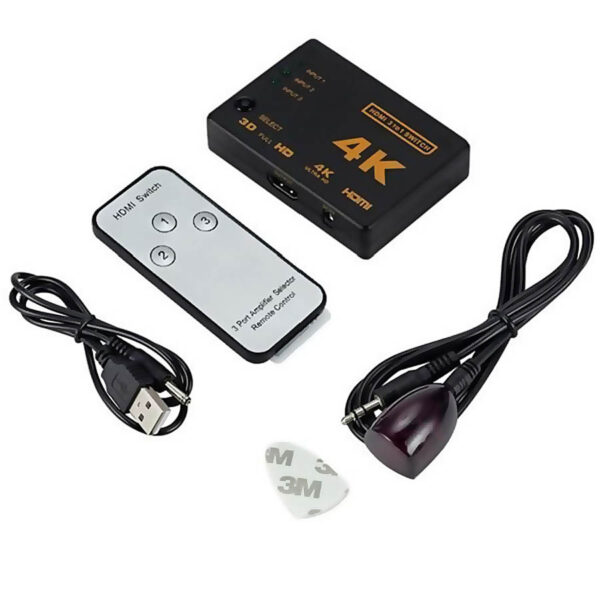 Hdmi Switch 3 In 1 Out 4K Ultra HD w/Remote Control SWHDMI4k - Image 4