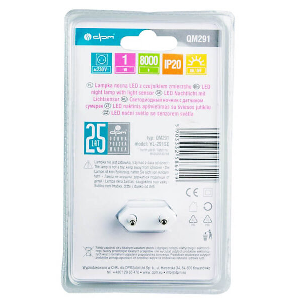 LED Φωτάκι Νυχτός με Φωτοκύτταρο QM291 1W Κίτρινο φως - Image 4