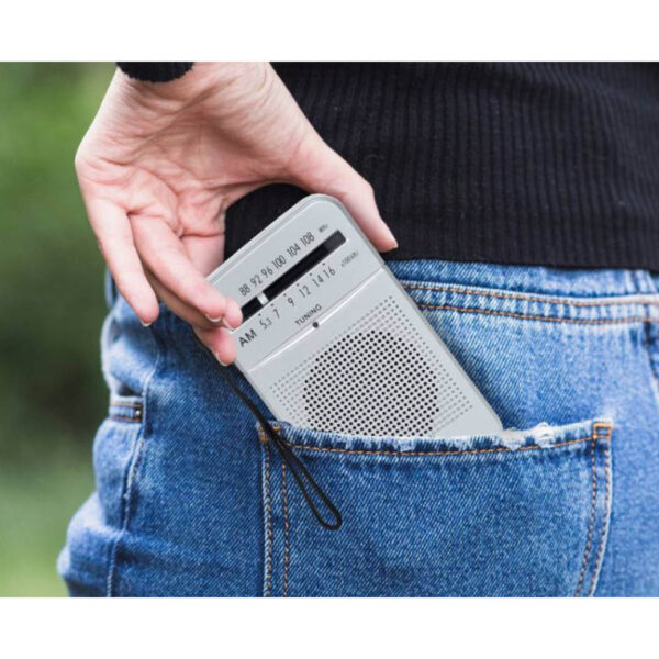 LTC LEGA Small Pocket Portable Radio, AM/FM/AUX Silver - Image 4