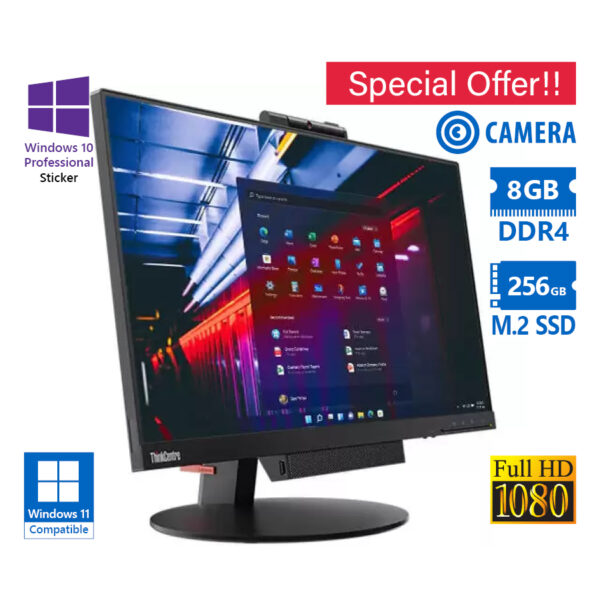 Lenovo (A-) ThinkCentre M720q AIO w/TIO24 Gen3 23.8\"FHD/i5-8400T/8GB DDR4/256GB M.2 SSD/No ODD/Webca