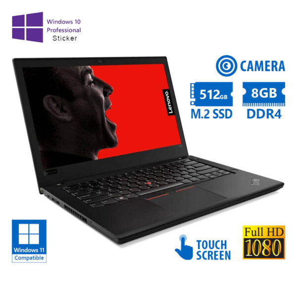 Lenovo (A-) ThinkPad T480 i5-8350U/14\"FHD Touchscreen/8GB DDR4/512GB M.2 SSD/No ODD/Camera/10P Grade