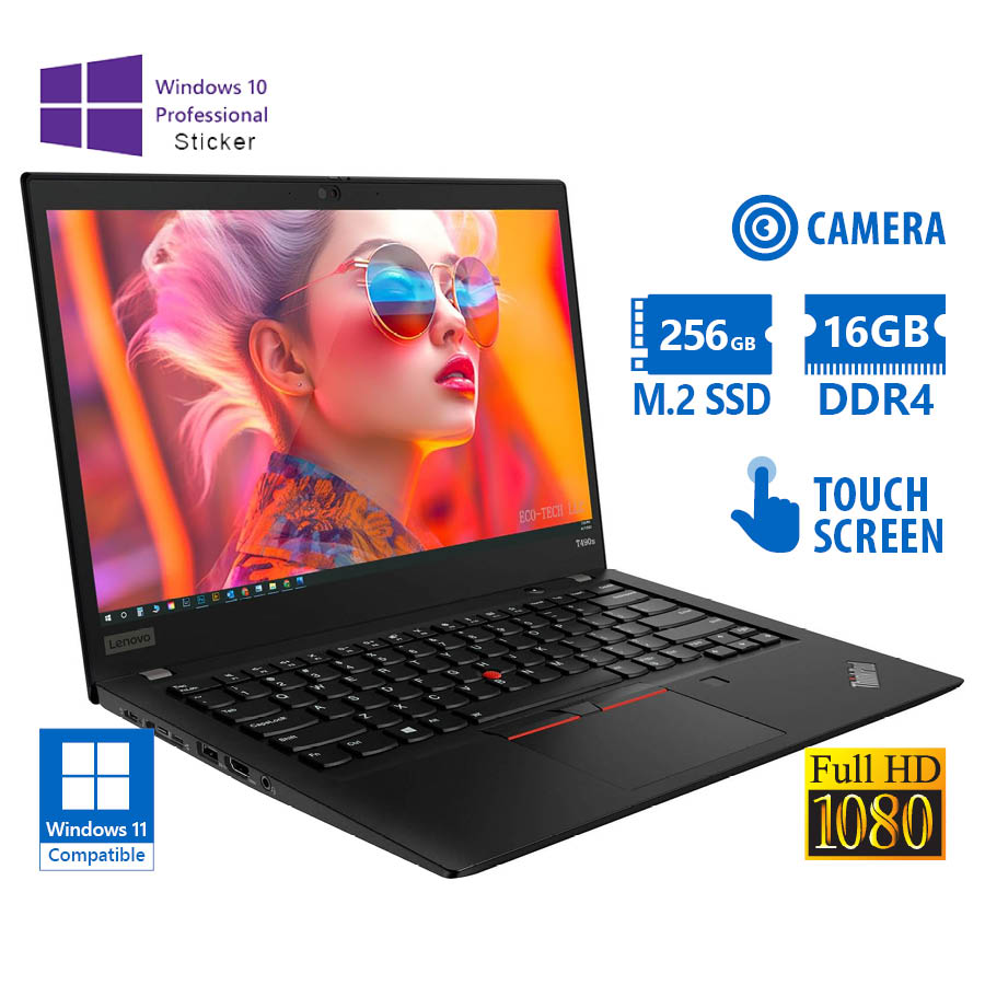 Lenovo (A-) ThinkPad T490s i5-8365U/14\"FHD Touchscreen/16GB DDR4/256GB M.2 SSD/No ODD/Camera/10P Gra