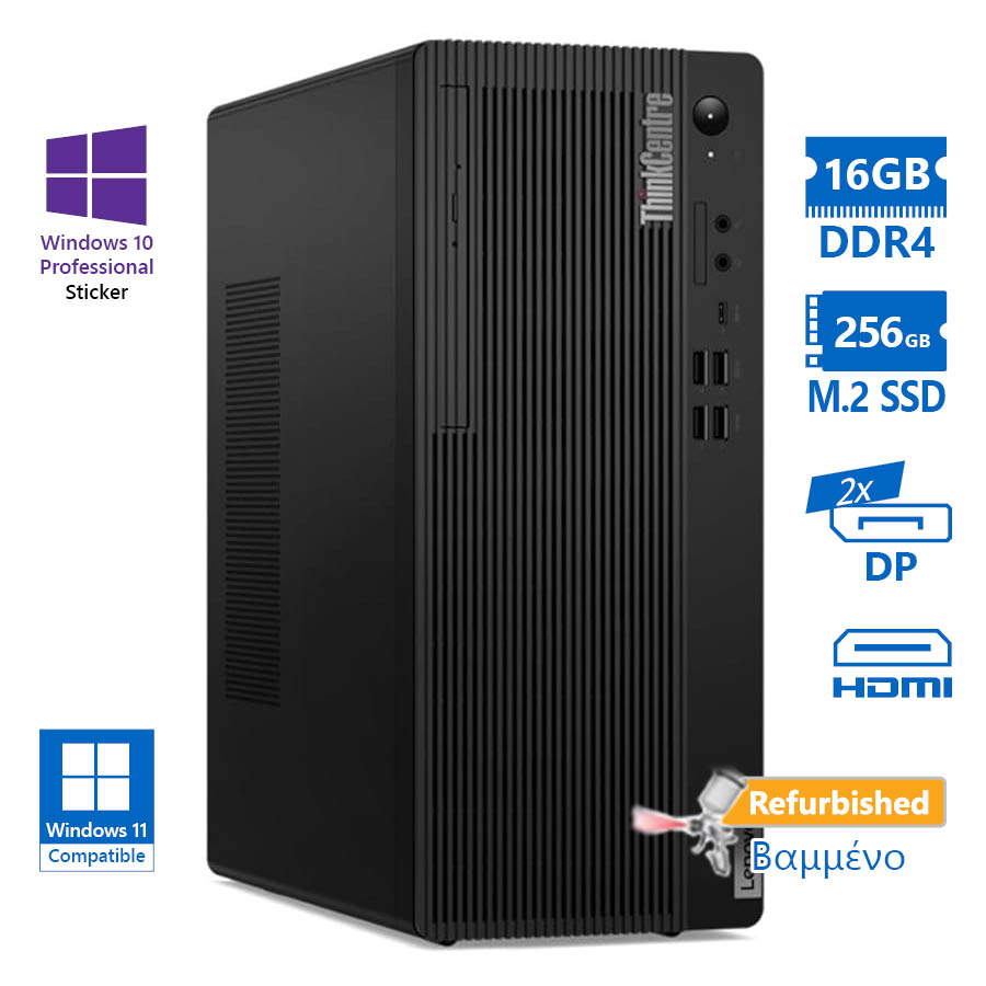 Lenovo M70t Tower i5-10400/16GB DDR4/256GB M.2 SSD/No ODD/10P Grade A+ Refurbished PC