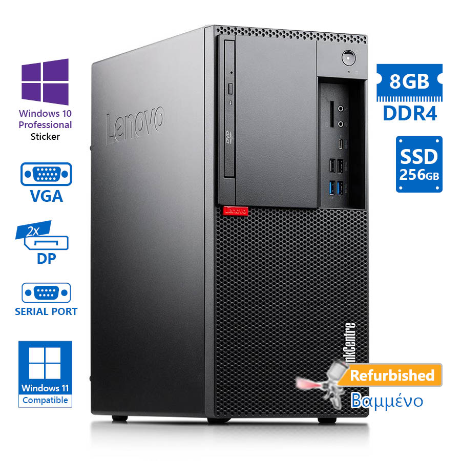 Lenovo M920t Tower i5-8500/8GB DDR4/256GB SSD/DVD/10P Grade A+ Refurbished PC