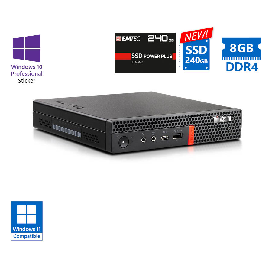 Lenovo ThinkCentre M720q Tiny i5-9500T/8GB DDR4/240GB SSD New/No ODD/10P Grade A Refurbished PC