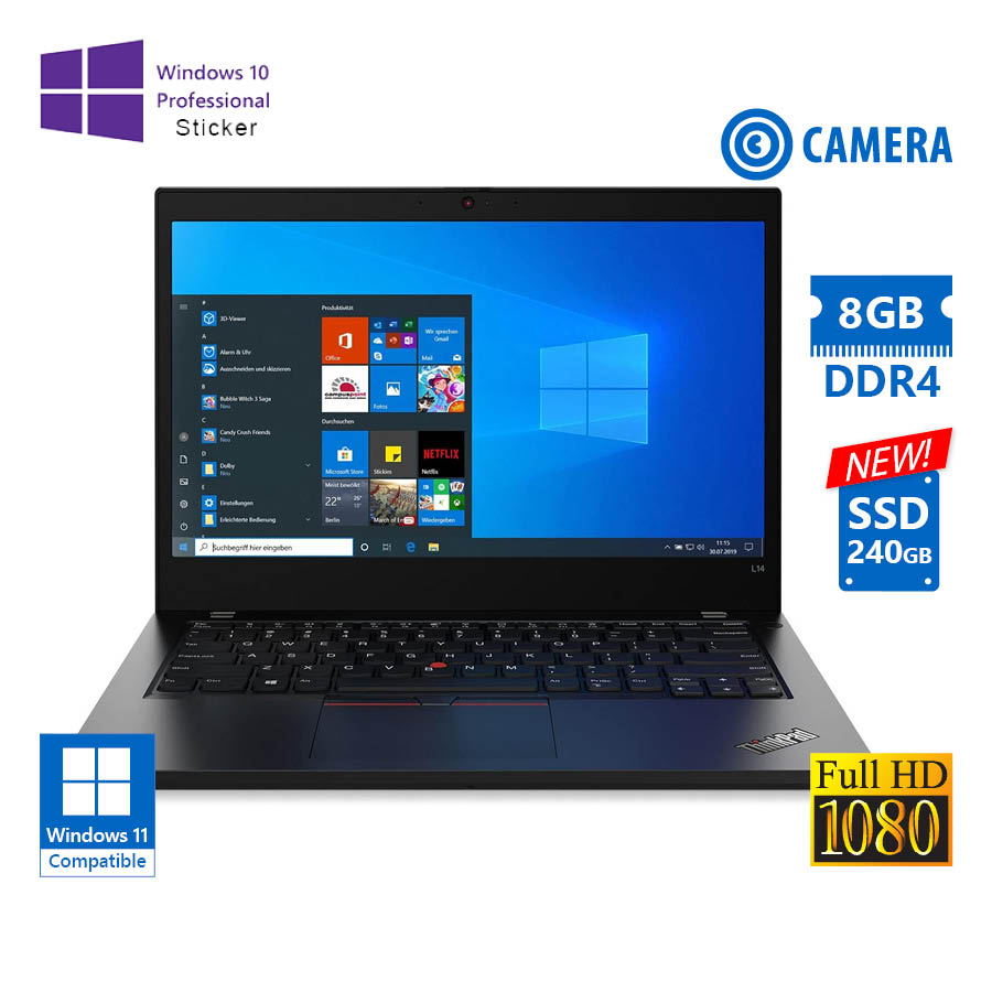 Lenovo ThinkPad L14 Gen 1 i5-10210U/14\"FHD/8GB DDR4/240GB SSD New/No ODD/Camera/10P Grade A Refurbis