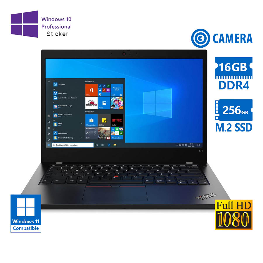 Lenovo ThinkPad L14 Gen 1 i5-10310U/14\"FHD/16GB DDR4/256GB M.2 SSD/No ODD/Camera/10P Grade A Refurbi