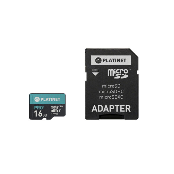 PLATINET microSDHC Secure digital + adapter SD 16GB CLASS 10 UI 70MB/s PMMSD16UI - Image 2