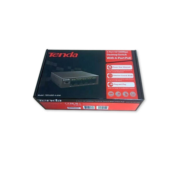 Tenda TEF1105P Desktop Switch 5-port w/4-Port Poe 10/100Mbps TEF1105P-4-63W - Image 3