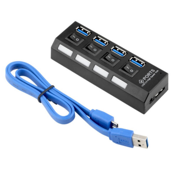 USB 3.0 HUB 4-Port Hi-Speed w/Switches & Blue LED Desing - Image 3