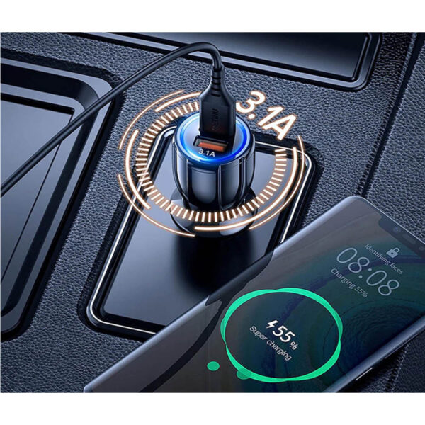 Universal 2xUSB Fast Car Charger QC 3.0 5V/3.1A Μαύρος - Image 3