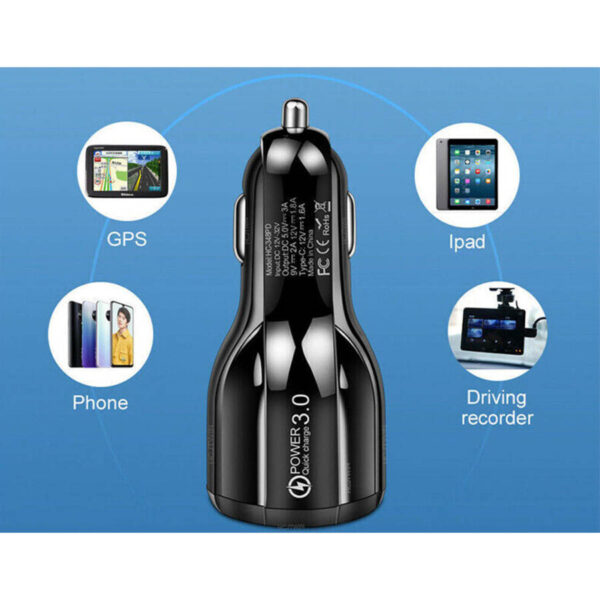 Universal 2xUSB Fast Car Charger QC 3.0 5V/3.1A Μαύρος - Image 5