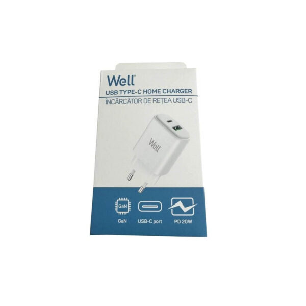 Universal Dual USB 3.0/Type C FastTravel Wall Charger QC3.0 5VDC/3A (20W) Λευκό Well PSUP-USB-WPQ200 - Image 3