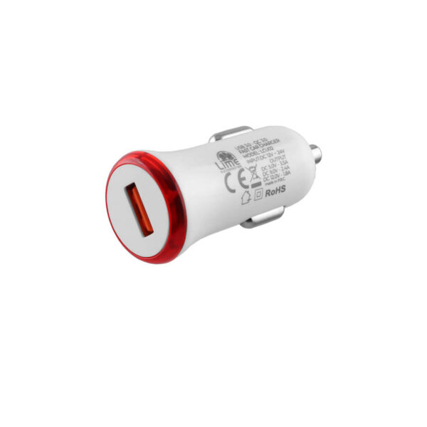 Universal USB 3.0 Fast Car Charger QC 3.0 5V/3.5A Λευκό LCU02 Lime - Image 3