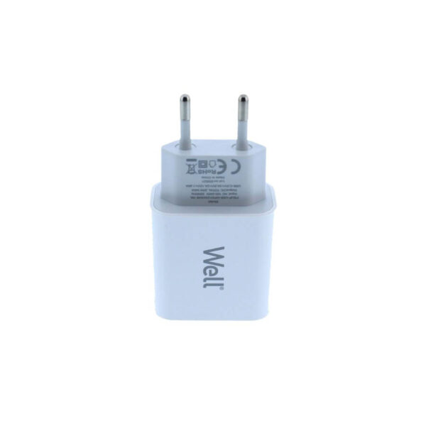 Universal USB-C FastTravel Wall Charger 5VDC/3A (20W) Λευκό Well PSUP-USB-WPD12003WE-WL - Image 2