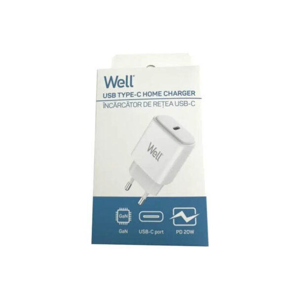 Universal USB-C FastTravel Wall Charger 5VDC/3A (20W) Λευκό Well PSUP-USB-WPD2004WE-WL - Image 3