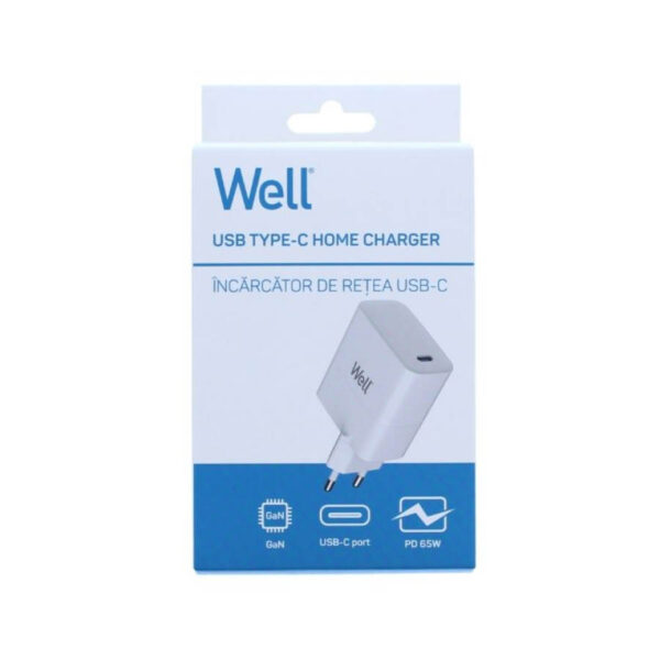 Universal USB-C FastTravel Wall Charger 65W Λευκό Well PSUP-USB-WPD6501WE-WL - Image 3