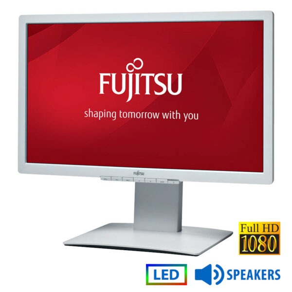 Used (A-) Monitor B23T LED/Fujitsu/23"FHD/1920x1080/Wide/White/w/Speakers/Grade A-/D-SUB & DVI-D & D