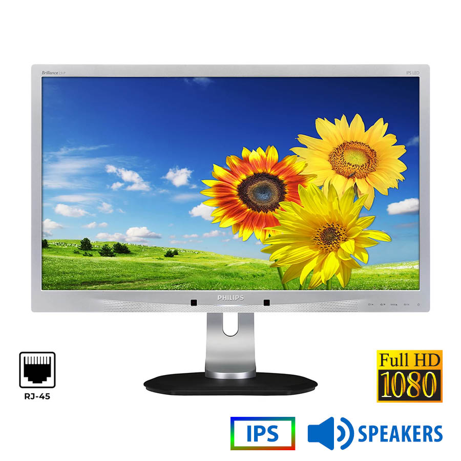 Used Monitor 231P4QUPES/00 IPS LED/Philps/23\"FHD/1920x1080/Wide/Silver/Black/w/Speakers/D-SUB & LAN
