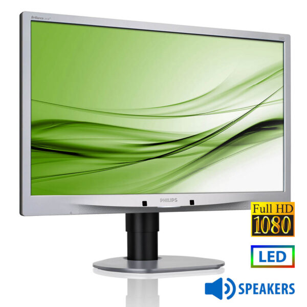 Used Monitor 241B4L LED/Philips/24``FHD/1920x1080/Wide/Silver/Black/w/Speakers/D-SUB & DVI-D & DP &