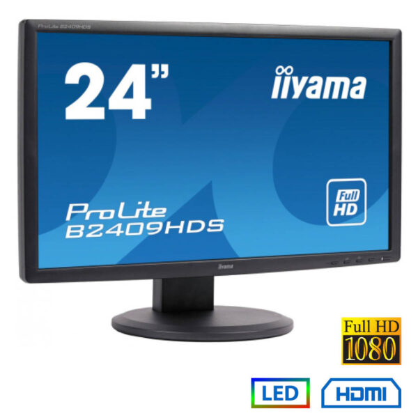Used Monitor B2409HDS LED/IIyama/24\"FHD/1920x1080/Wide/Black/D-SUB & DVI-D & HDMI