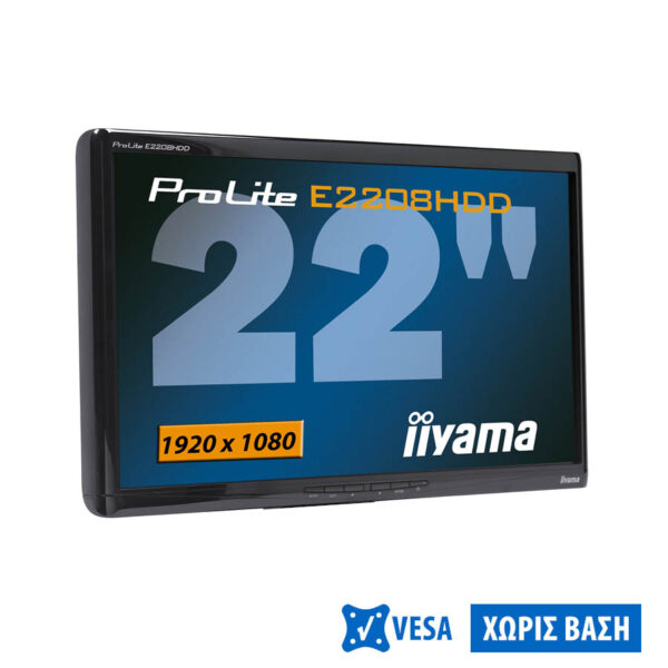 Used Monitor E2208HDD TFT/IIyama/22\"FHD/1920x1080/Wide/Black/No Stand/D-SUB & DVI-D