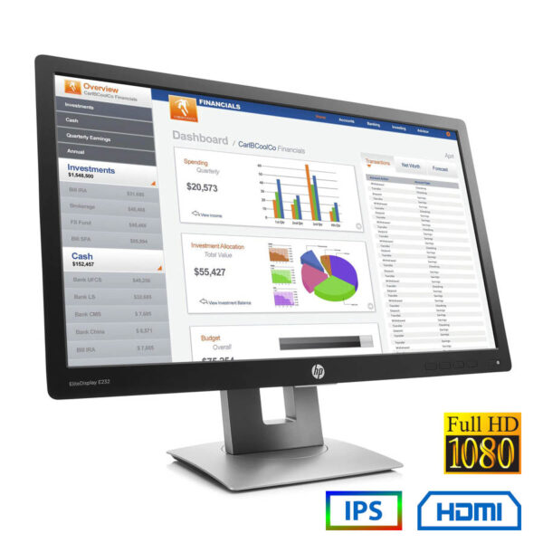 Used Monitor E232 IPS LED/HP/23\"FHD/1920x1080/Wide/Black/D-SUB & DP & HDMI & USB HUB