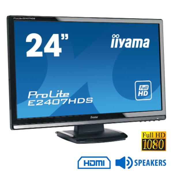 Used Monitor E2407HDS TN/IIyama/24\"/1920x1080/Wide/Black/w/Speakers/D-SUB & DVI-D & HDMI