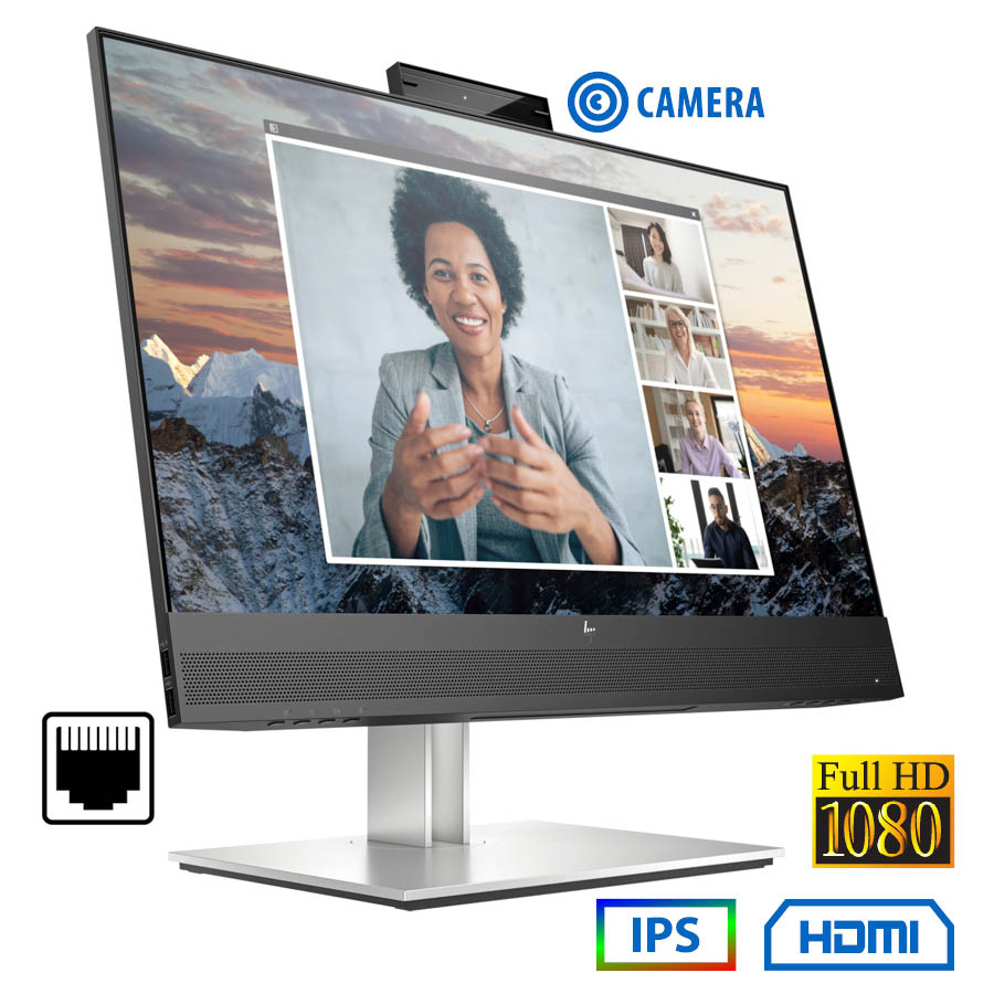 Used Monitor E24M G4 IPS LED/HP/24\"FHD/w/Camera/1920x1080/Wide/Silver/Black/D-SUB & DP & HDMI & LAN