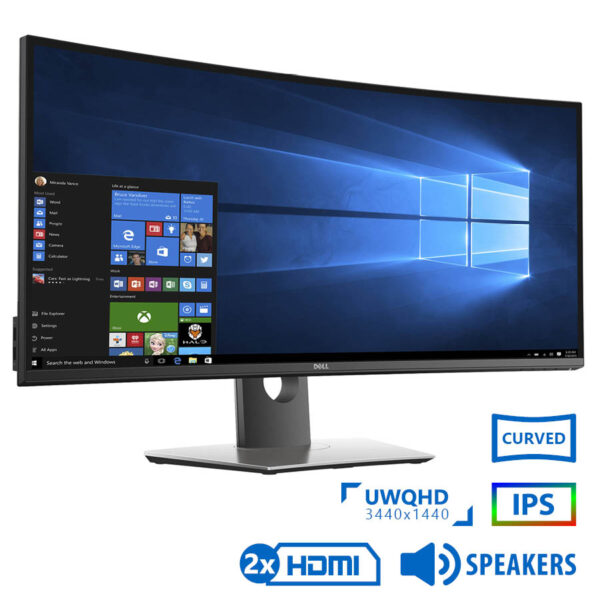 Used Monitor U3417W Curved IPS LED/Dell/34``UW-QHD/3440x1440/Black/w/Speakers/DP & Mini DP & 2xHDMI