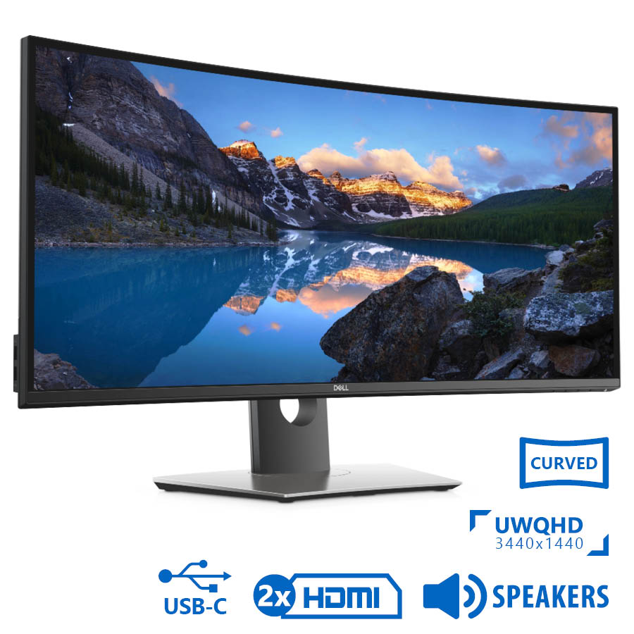 Used Monitor U3419W Curved/Dell/34\"UW-QHD/3440x1440/Black/w/Speakers/DP & 2xHDMI & USB Type-C & USB