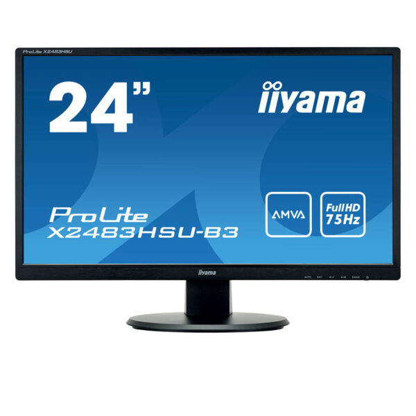 Used Monitor X2483 LED/IIyama/24\"FHD/1920x1080/Wide/Black/w/Speakers/D-SUB & DP & HDMI & USB Hub - Image 2
