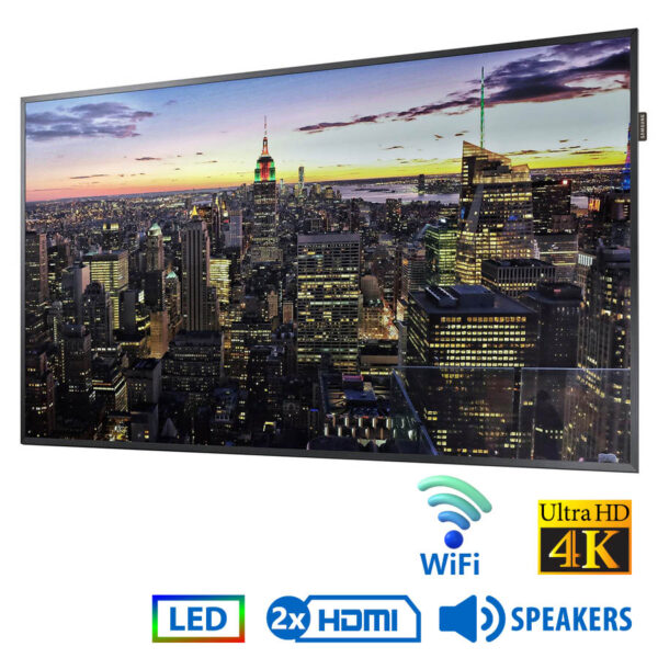 Used Signage Display QB65H WiFI LED/Samsung/65\"Ultra HD 4k/3840x2160/Black/w/Speakers/DVI-D & DP & 2