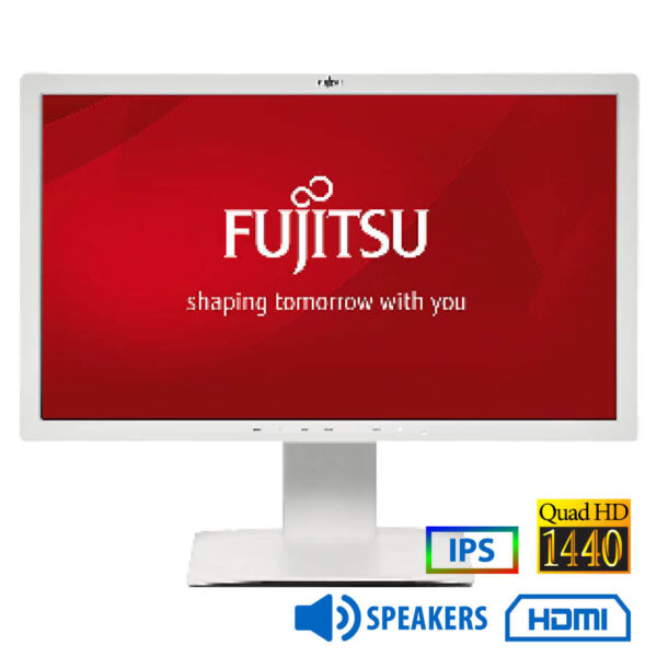 Used (Α-) Monitor P27T-7 Q-LED/Fujitsu/27\"QHD/2560x1440/Wide/White/w/Speakers/Grade A-/D-SUB & DVI-D
