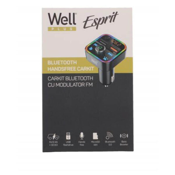Well Car Mp3 Fm Transmitter με λειτουργία Hands-Free FMTRANS-BT-ESPRIT-WL - Image 2