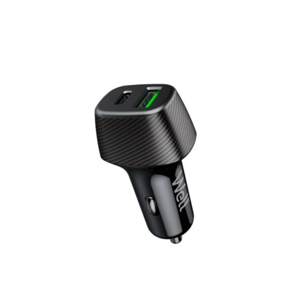 Well Universal DUAL USB 3.0/Type C Fast Car Charger 5V/3A 51W Μαύρος PSUP-USB-CPQ5101BK-WL - Image 2