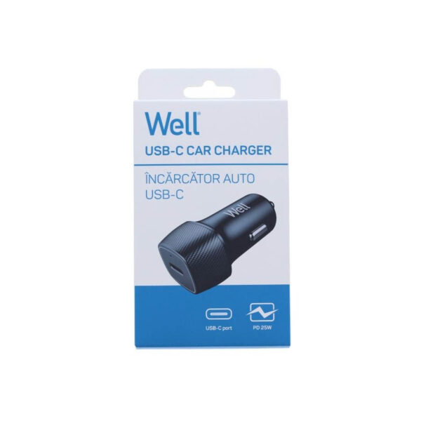 Well Universal USB-C Fast Car Charger 5V/3A 25W Μαύρος PSUP-USB-CPD125BK-WL - Image 3