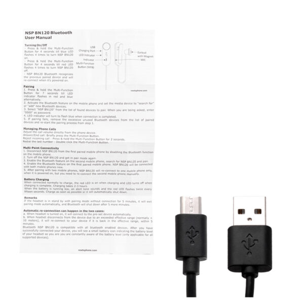 Ακουστικό Bluetooth V5.3 με μικρόφωνο και Magnet Clip (2 Devices) NSP BN120 - Image 4