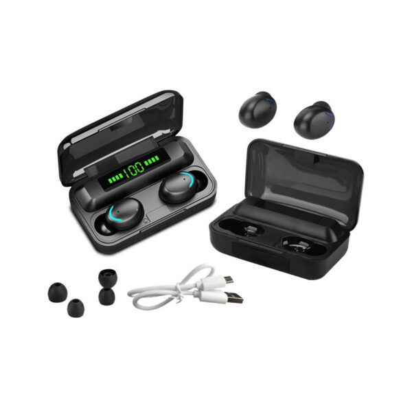 Ακουστικό In-ear Bluetooth Wireless earphones noice cancelling ANC, ENC με docking station F9-5 μαύρ - Image 4