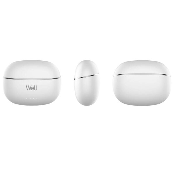 Ακουστικό In-ear Bluetooth Wireless earphones noice cancelling ANC,ENC με docking station λευκό Well - Image 4